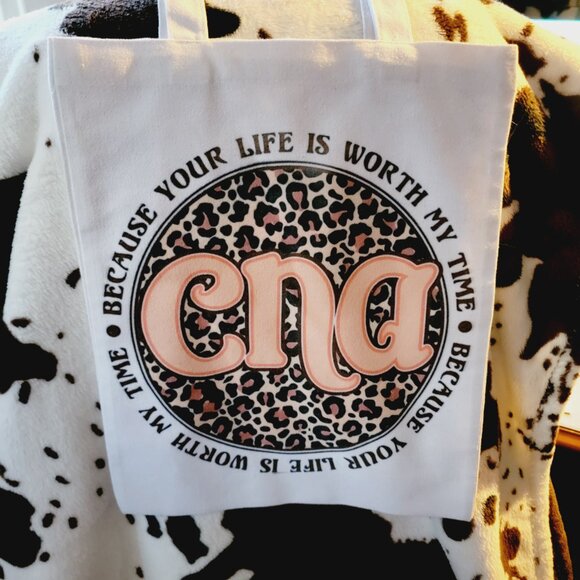 CNA Animal Print Canvas Shopping Tote Reusable Tote Bag - Picture 1 of 6